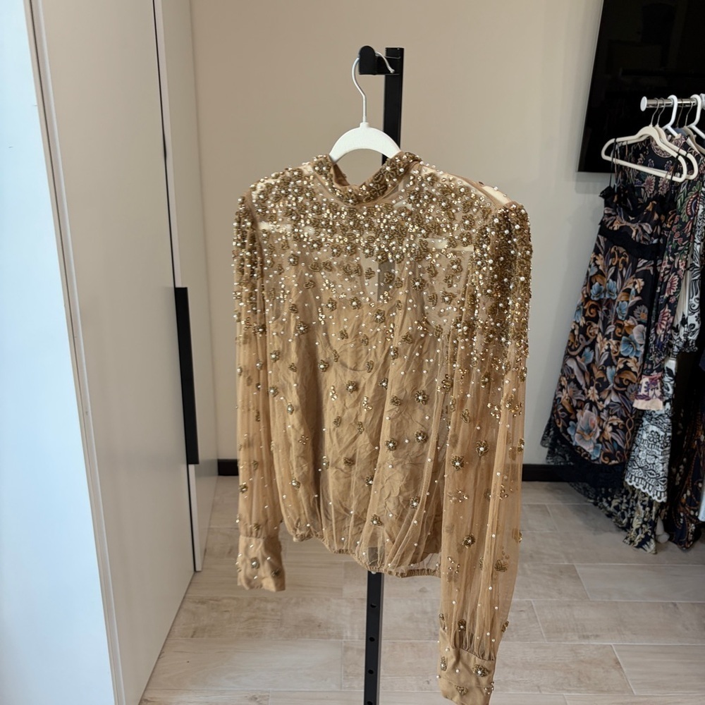 FARM Rio Embroidered Tulle Lined Blouse / Shirt - Picture 9 of 13
